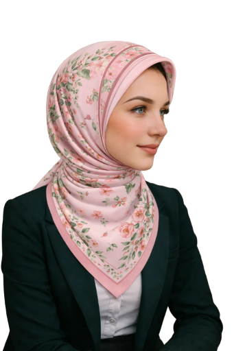 Pembe Çiçek Desenli Mulberry İpek Eşarp Giovanni Boulera 4303665 65cmx65cm