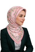 Pembe Çiçek Desenli Mulberry İpek Eşarp Giovanni Boulera 4303665 65cmx65cm