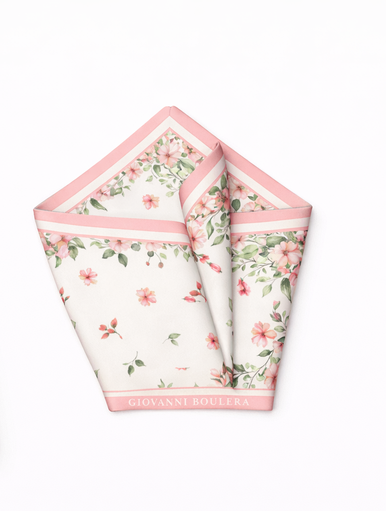 Pembe Çiçek Desenli Mulberry İpek Eşarp Giovanni Boulera 4303665 65cmx65cm