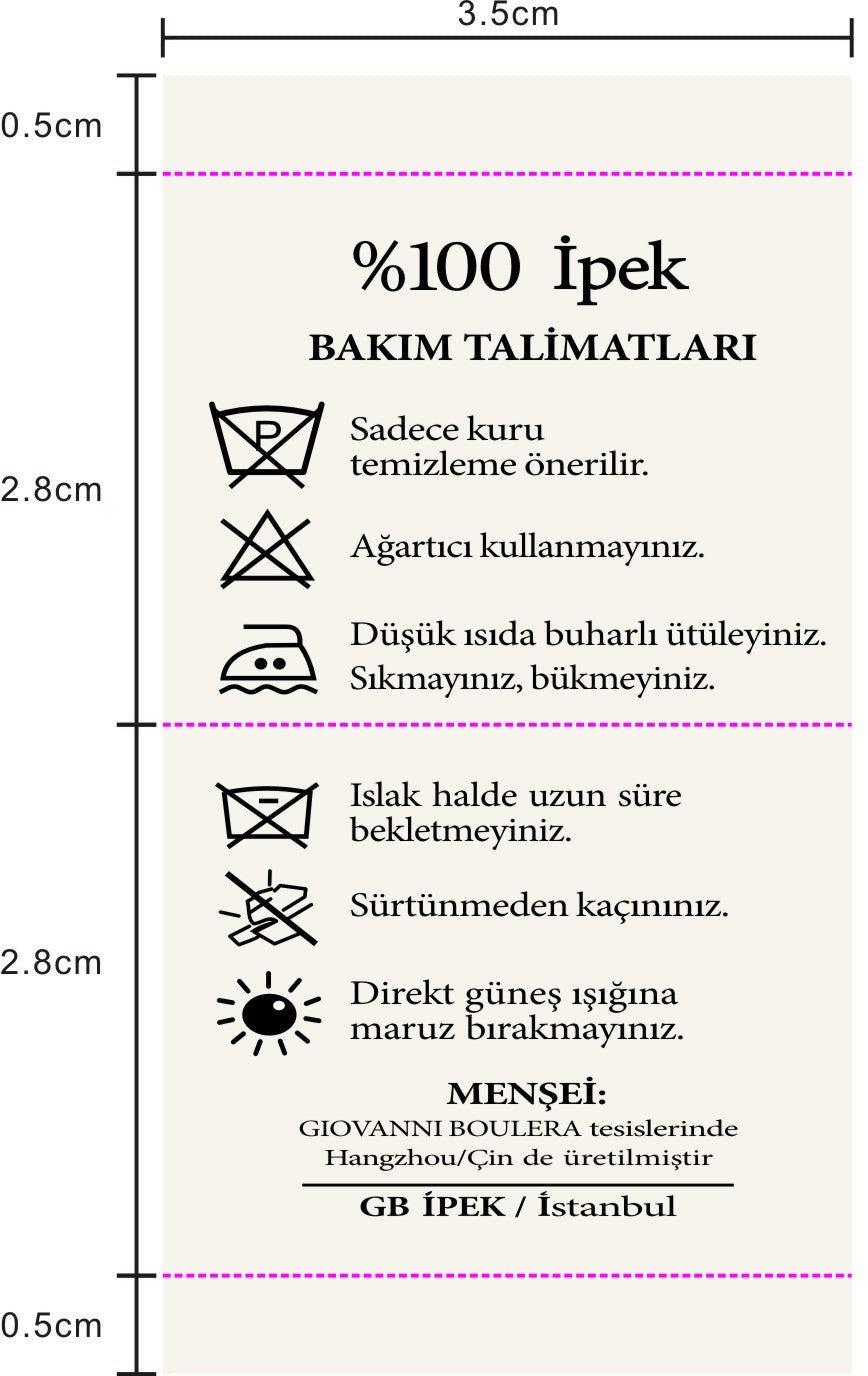 GGiovanni Boulera Premium Mulberry Twill İpek Eşarp – Zamansız Zarafet ve Üstün Kalite

Giovanni Boulera imzasını taşıyan bu özel tasarım mulberry twill ipek eşarp, lüks ve zarafeti bir araya getirerek stilinize sofistike bir dokunuş katmak için tasarlandı. %100 doğal mulberry ipekten üretilen bu eşarp, 16 momme yoğunluğundaki twill dokuma yapısı sayesinde hem dayanıklılığı hem de ipeğin eşsiz yumuşaklığını bir arada sunar. Çift taraflı yüksek çözünürlüklü dijital baskı tekniği ile üretilen desenler, her ik