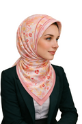 Pembe Cicek Desenli Mulberry İpek Eşarp Giovanni Boulera 4303765 65cmx65cm