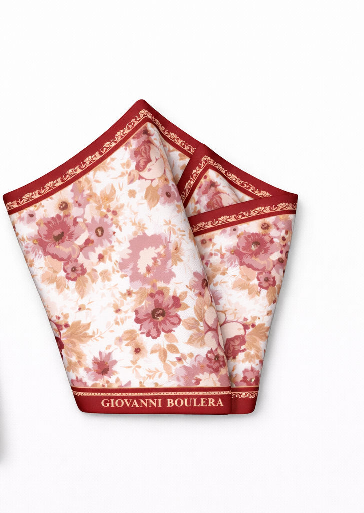 Pembe Çiçekli İpek Eşarp – Giovanni Boulera 4100665  65 cm x 65 cm