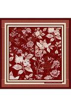 Bordo Çiçek Desenli Mulberry Twill İpek Fular Şal 41003651 65 cm x 65 cm