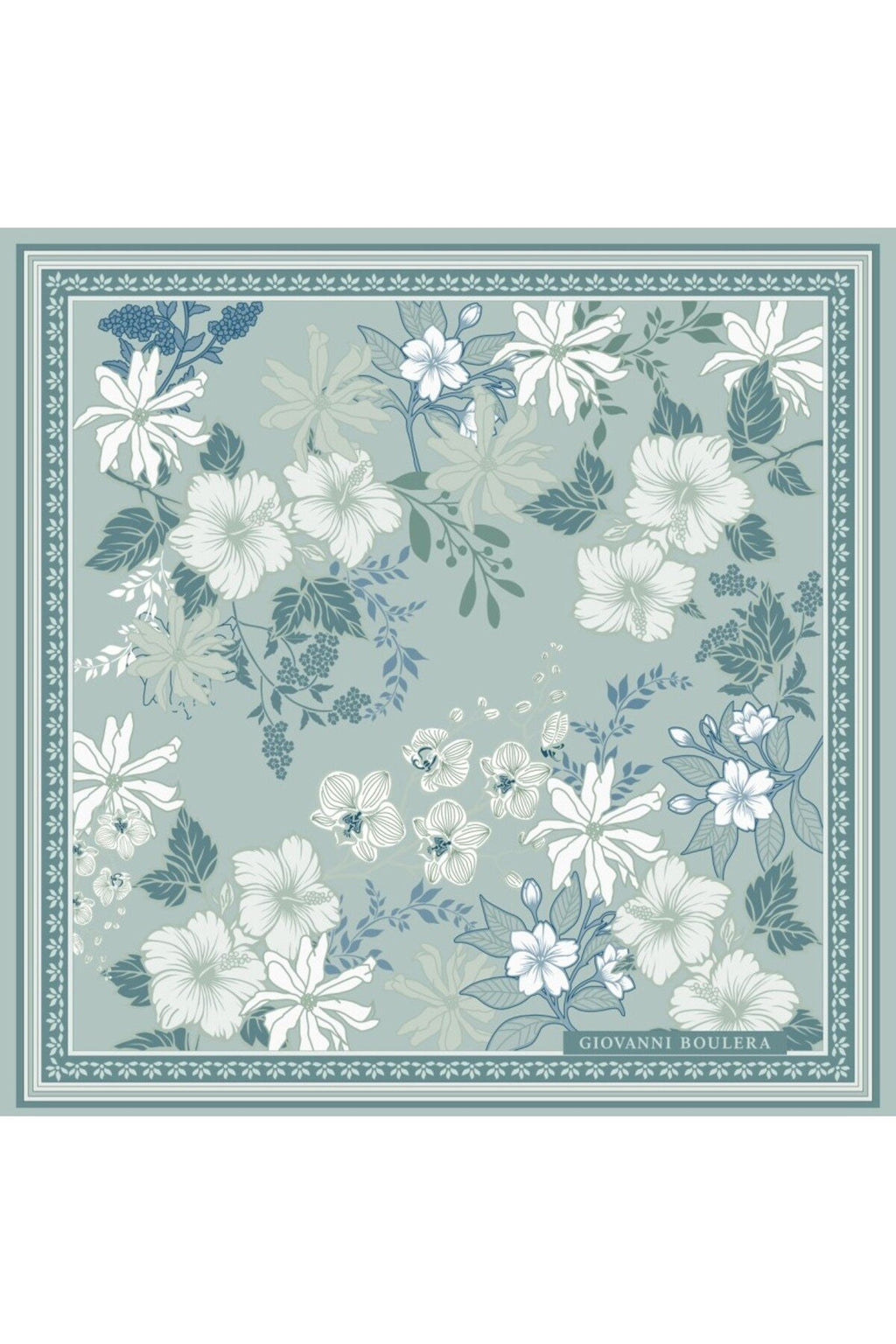 Blue Toned Double-sided Print, 16 momme, Mulberry Twill Silk Scarf 41008651 65cmx65cm