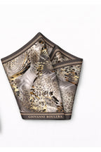 Leopard Print,Double-Sided Print,Super Hand Rolled,16mm 100% Mulberry Twill Silk Scarf 65x65