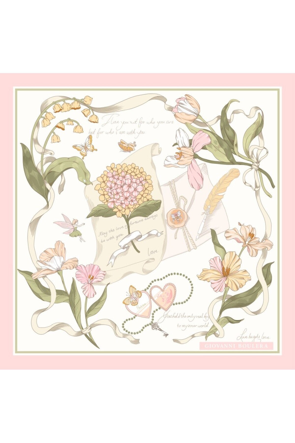 Pink Floral Print,Double-Sided Print,Hand Rolled Hem,16 momme Mulberry Twill Silk Shawl,Scarf