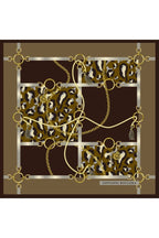 Leopar Desenli Altın Zincirli,Çift Taraf Baskı ,Süper El Dikişi,16 mm %100 Mulberry Twill İpek Şal