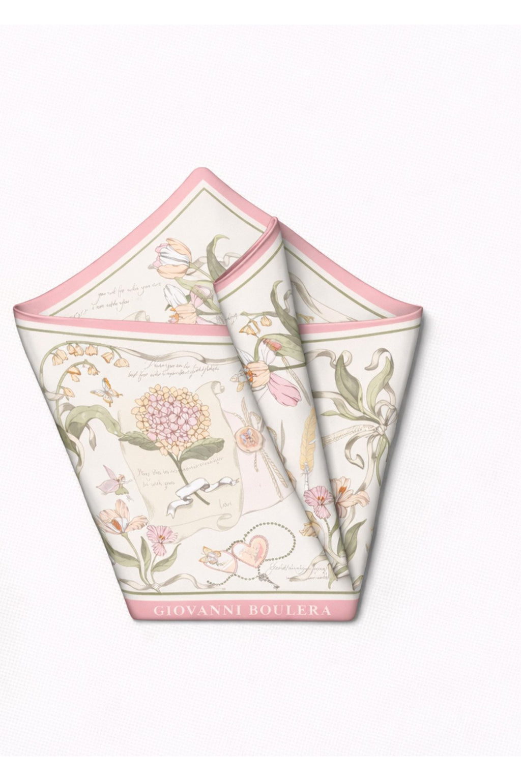 Pembe Çiçek Desenli,Çift Taraf Baskı,Süper El Dikişi,16 mm Mulberry Twill İpek Şal,Eşarp