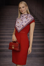 Lila Tonlarda,Çift Taraf Baskı ,Süper El Dikişi,16 mm %100 Mulberry Twill İpek Şal