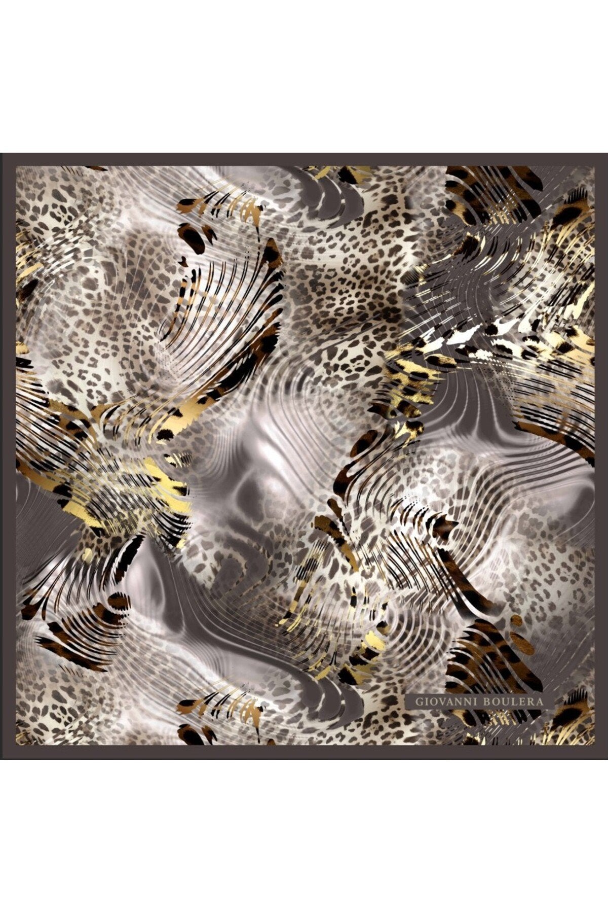 Leopard Print,Double-Sided Print,Super Hand Rolled,16mm 100% Mulberry Twill Silk Scarf 65x65