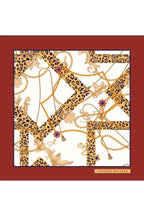 Leopar Zincir Desenli, Çift Taraf Baskı,Süper El Dikişi,16 mm Mulberry Twill İpek Şal Fular