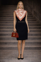 Pembe Çiçek Desenli Mulberry Twill İpek Fular 4100665-F 65cmx65cm