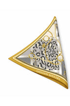 Leopar Desenli Altın Zincirli,Çift Taraf Baskı ,Süper El Dikişi,16 mm %100 Mulberry Twill İpek Şal