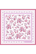 Floral Patterned Mulberry Twill Silk Scarf Designed with Pink Tones