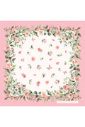 Pink Floral, Double-Sided Print, Super Hand Stitched, 16mm 100% Mulberry Twill Silk Shawl, Scarf