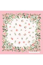 Pink Floral, Double-Sided Print, Super Hand Stitched, 16mm 100% Mulberry Twill Silk Shawl, Scarf