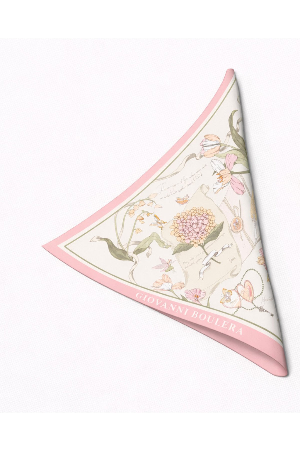 Pembe Çiçek Desenli,Çift Taraf Baskı,Süper El Dikişi,16 mm Mulberry Twill İpek Şal,Eşarp