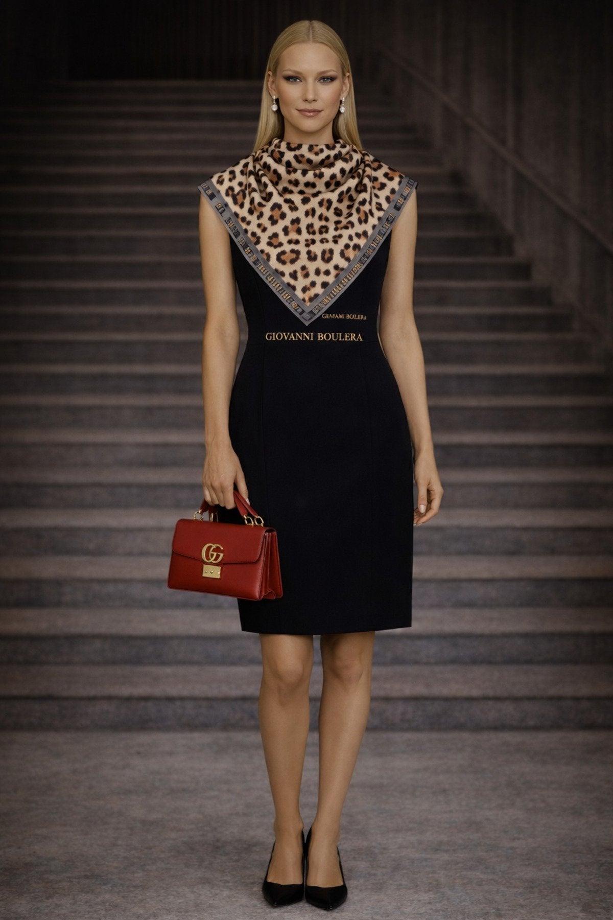 Leopard Print, Double-Sided Print, Super Hand-Stitched, 16mm 100% Mulberry Twill Silk Scarf