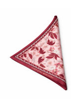 Pembe ve Kırmızı Çiçek Desenli,Çift Taraf Baskı,Süper El Dikişi,16 mm Mulberry Twill İpek Şal