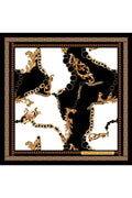 Gold Chain Black White, Double-Sided Print, Super Hand-Stitched, 16 mm 100% Mulberry Twill Silk Scarf