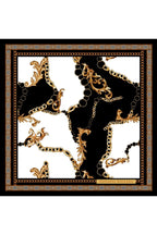 Gold Chain Black White, Double-Sided Print, Super Hand-Stitched, 16 mm 100% Mulberry Twill Silk Scarf