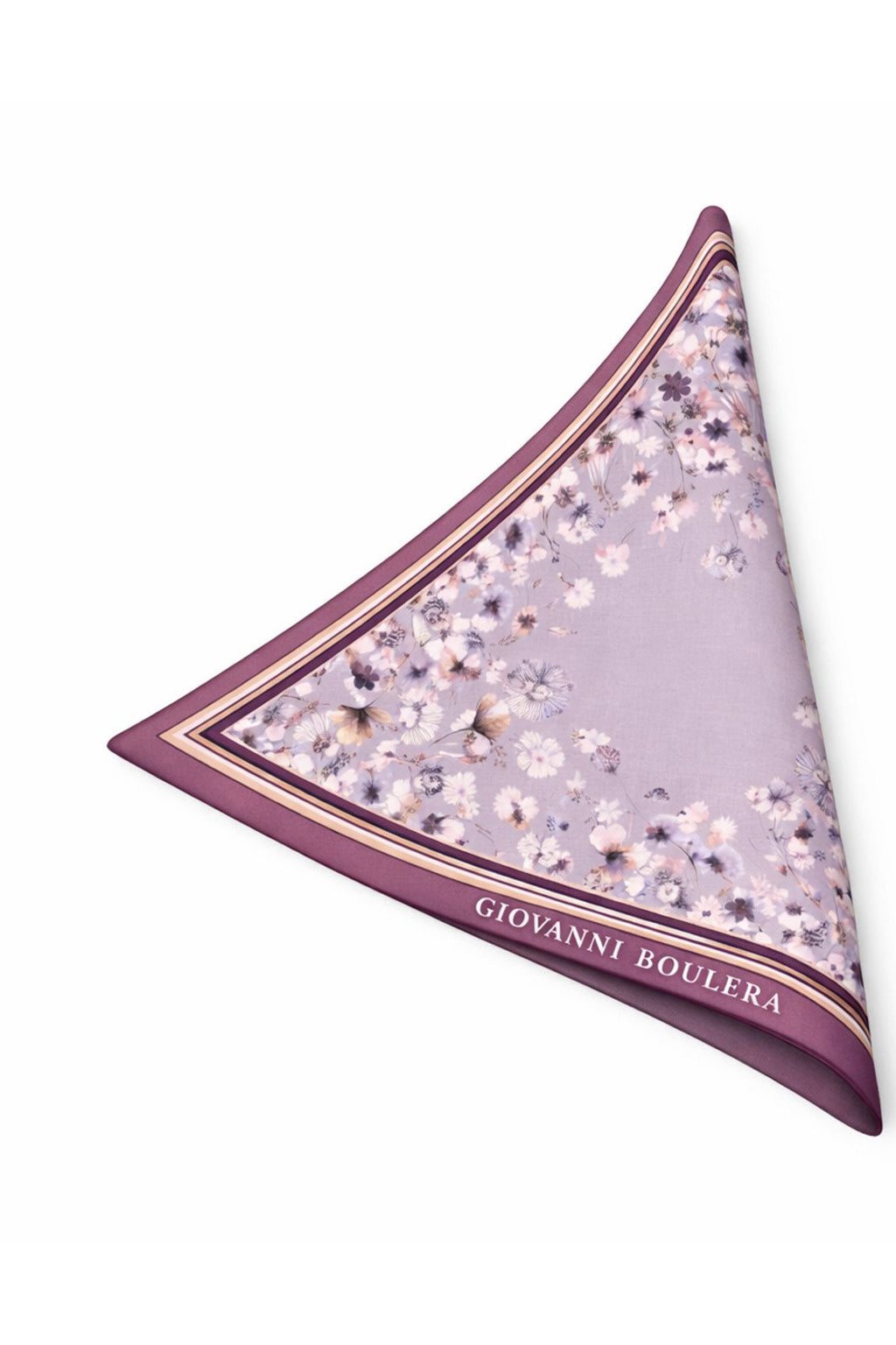 Lilac Ground Floral Print, Double Sided Print, Super Hand Rolled, 16mm 100% Mulberry Twill Silk Scarf