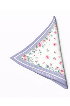 Lilac, White Floral Pattern, Double-Sided Print, Super Hand-Stitched, 16mm 100% Mulberry Twill Silk Shawl, Scarf