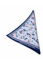 Blue Floral Double Sided Print, Super Hand Rolled, 16mm Mulberry Twill Silk Shawl, Scarf