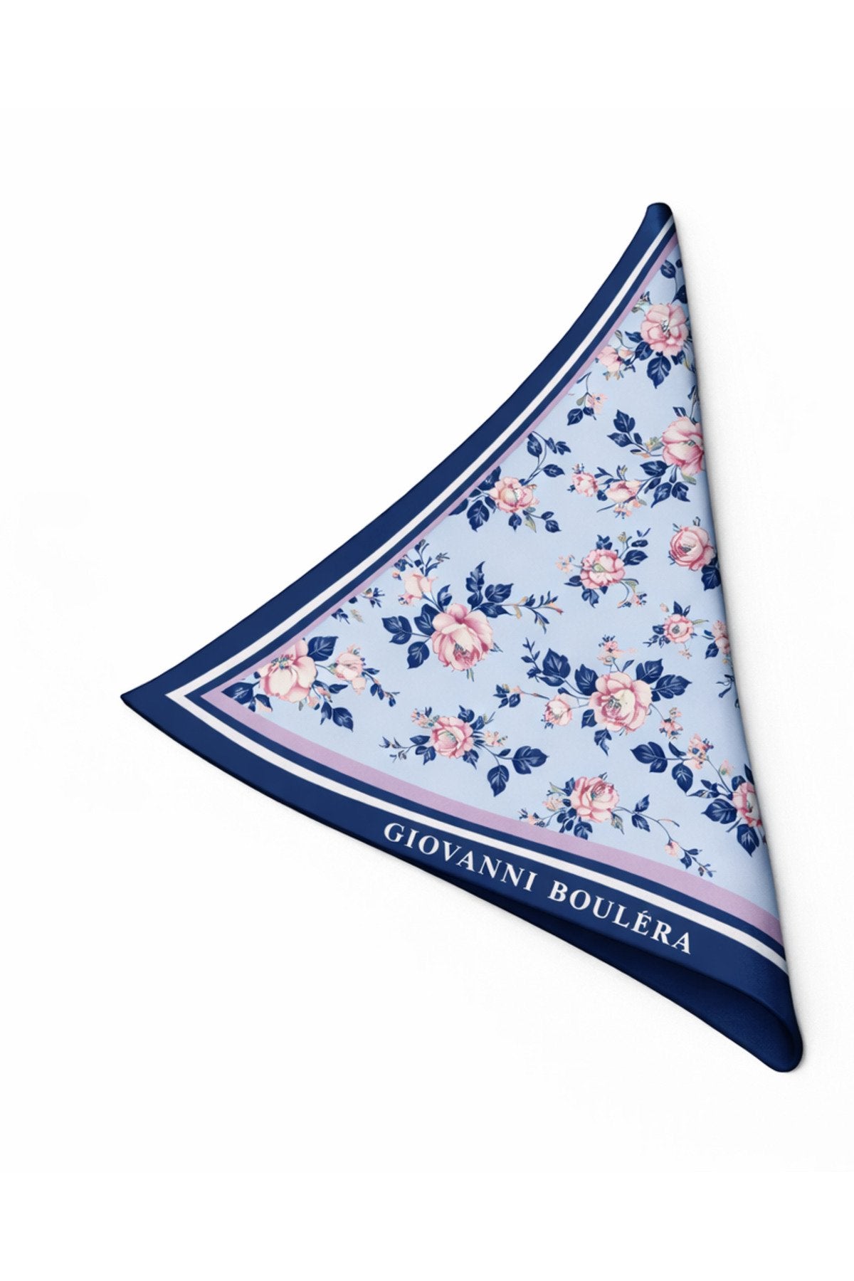 Blue Floral Double Sided Print, Super Hand Rolled, 16mm Mulberry Twill Silk Shawl, Scarf
