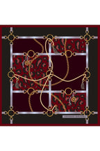 Burgundy, Chain Pattern Mulberry Twill Silk Scarf 41005651 65cmx65cm