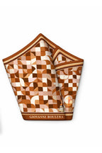 Krem ve Kahverengi Çift Taraf Baskı,Süper El Dikişi,16 mm Mulberry Twill İpek Şal,Eşarp