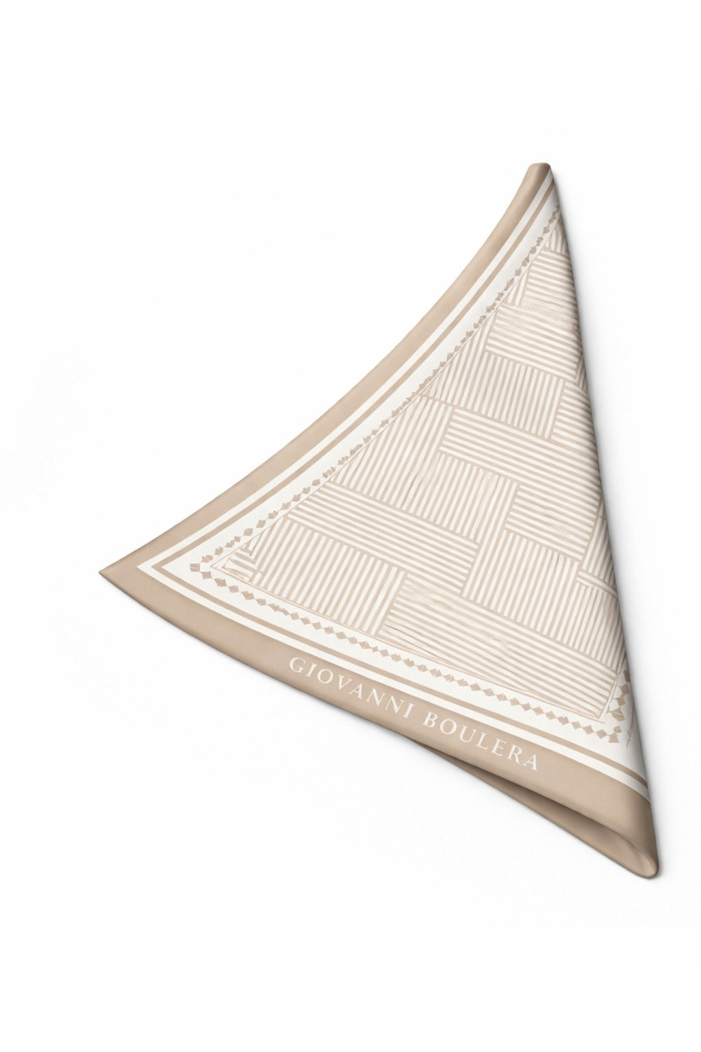 Geometric Pattern, Double-Sided Print, Super Hand-Stitched, 16 mm 100% Mulberry Twill Silk Scarf