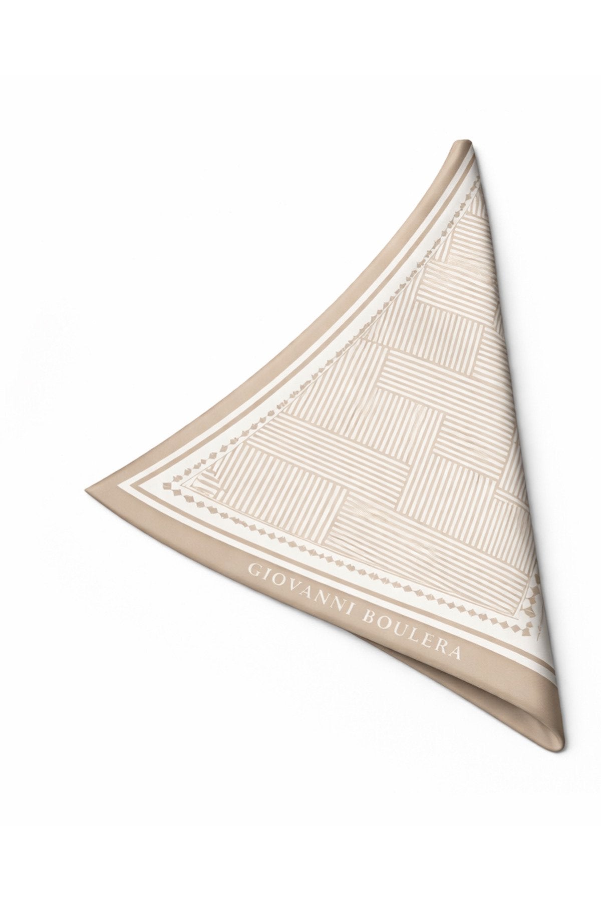 Geometric Pattern, Double-Sided Print, Super Hand-Stitched, 16 mm 100% Mulberry Twill Silk Scarf