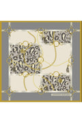 Leopard Print with Gold Chain, Double-Sided Print, Super Hand-Stitched, 16mm 100% Mulberry Twill Silk Scarf