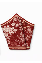 Floral Patterned Burgundy, Double-Sided Print, Super Hand-Stitched, 16mm 100% Mulberry Twill Silk Scarf