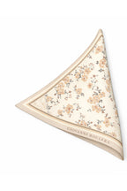 Krem Zeminli Çiçek Desenli Çift Taraf Baskı,Süper El Dikişi,16 mm Mulberry Twill İpek Şal