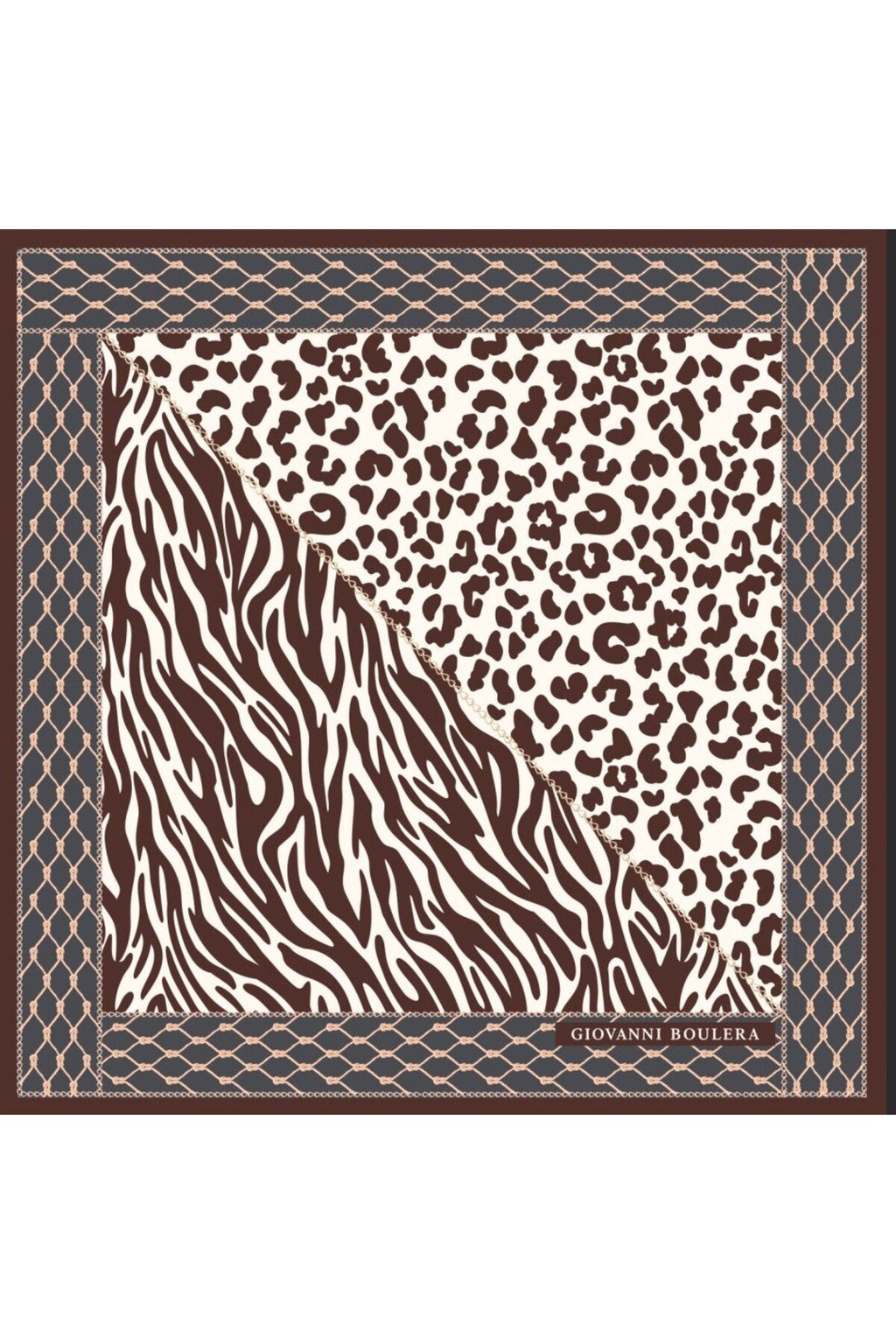Double-Sided Leopard and Zebra Print, Super Hand Rolled Edges, 16mm Mulberry Twill Silk Scarf