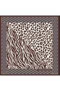 Double-Sided Leopard and Zebra Print, Super Hand Rolled Edges, 16mm Mulberry Twill Silk Scarf