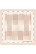 Bordürlü Bej Tonlarla Tasarlanmış Mulberry Twill İpek Eşarp