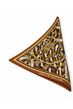 Leopar Desenli Altın Zincirli,Çift Taraf Baskı ,Süper El Dikişi,16 mm %100 Mulberry Twill İpek Şal