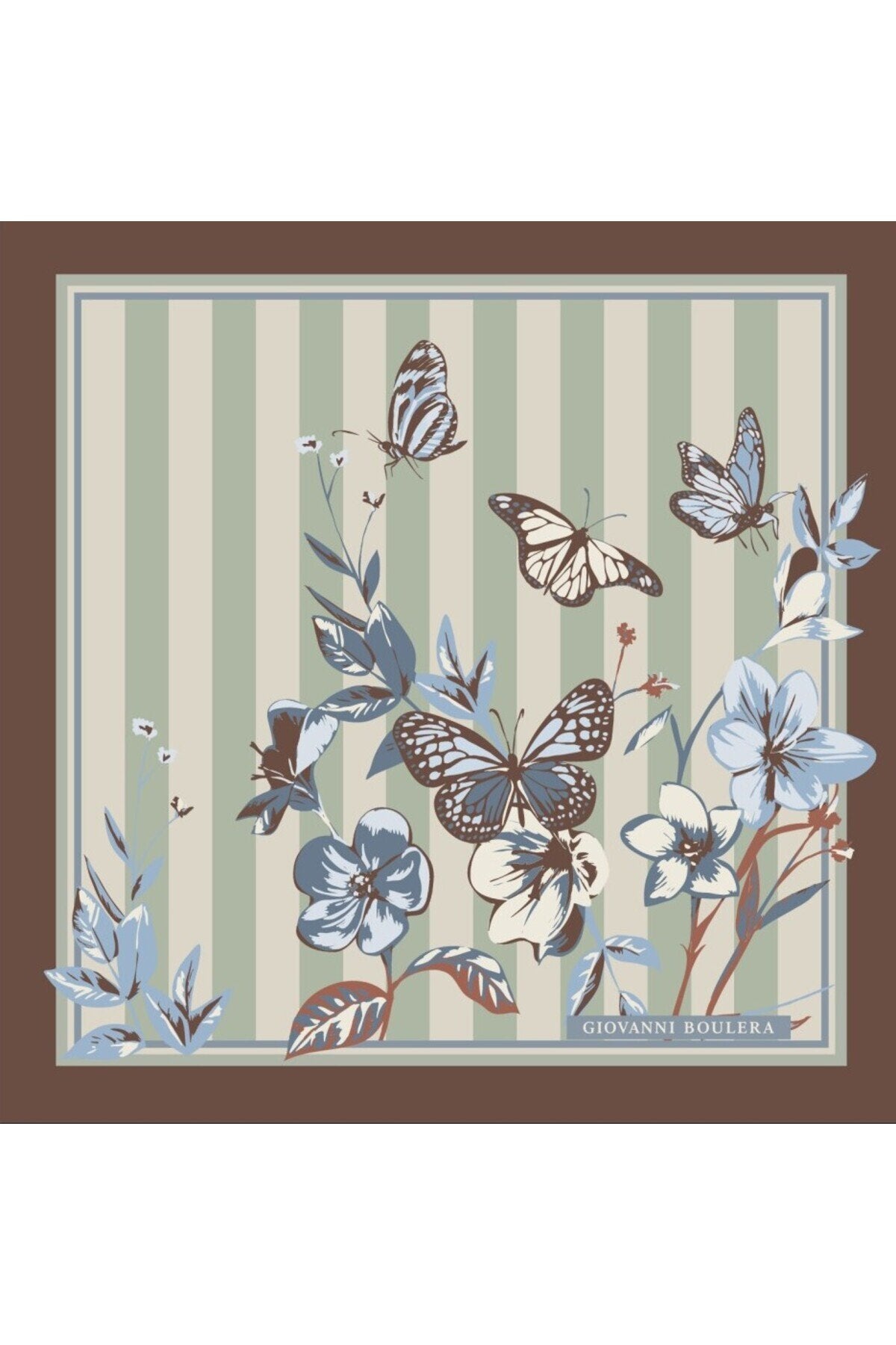 Kelebek Desenli Farklı Renklerle Tasarlanmış Mulberry Twill İpek Eşarp