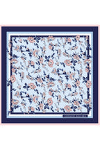 Blue Floral Double Sided Print, Super Hand Rolled, 16mm Mulberry Twill Silk Shawl, Scarf
