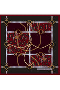Bordo,Zincir Desenli Mulberry Twill İpek Fular Şal 41005651 65cmx65cm