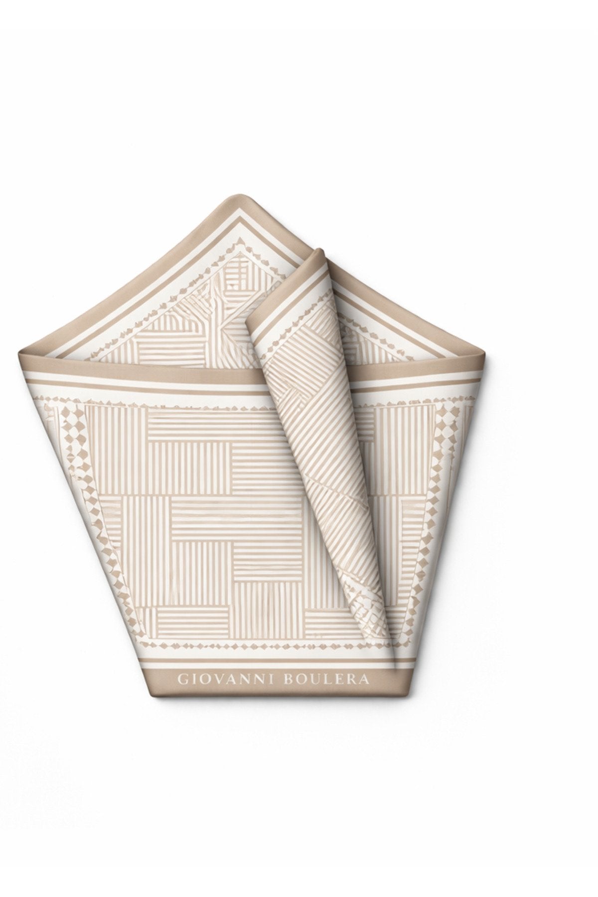 Geometric Pattern, Double-Sided Print, Super Hand-Stitched, 16 mm 100% Mulberry Twill Silk Scarf