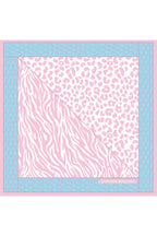 Pembe Leopar ve Zebra Desenli,Çift Taraf Baskı,Süper El Dikişi,16 mm Mulberry Twill İpek Şal,Eşarp