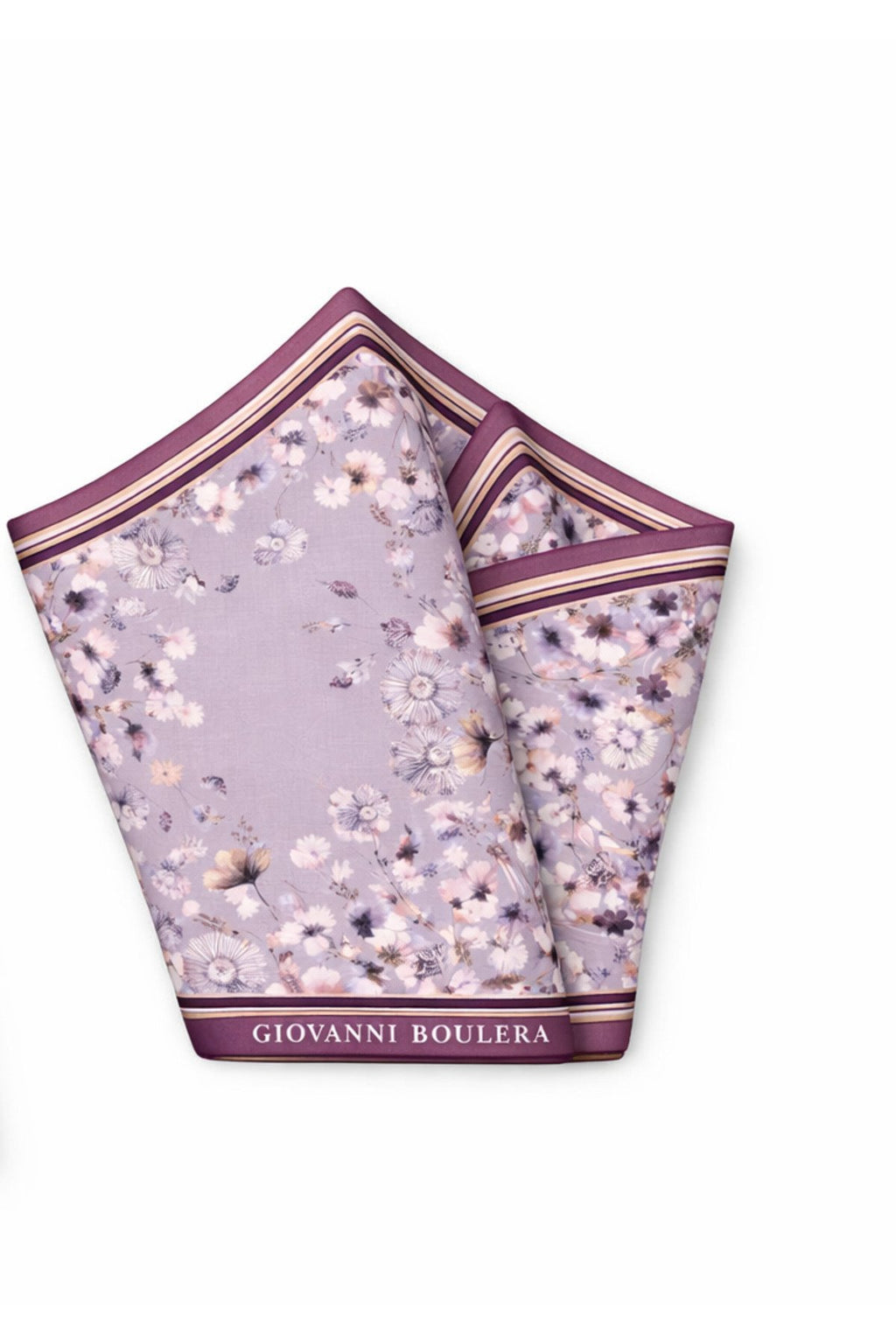 Lilac Tones, Double-Sided Print, Super Hand-Rolled Hem, 16mm 100% Mulberry Twill Silk Scarf