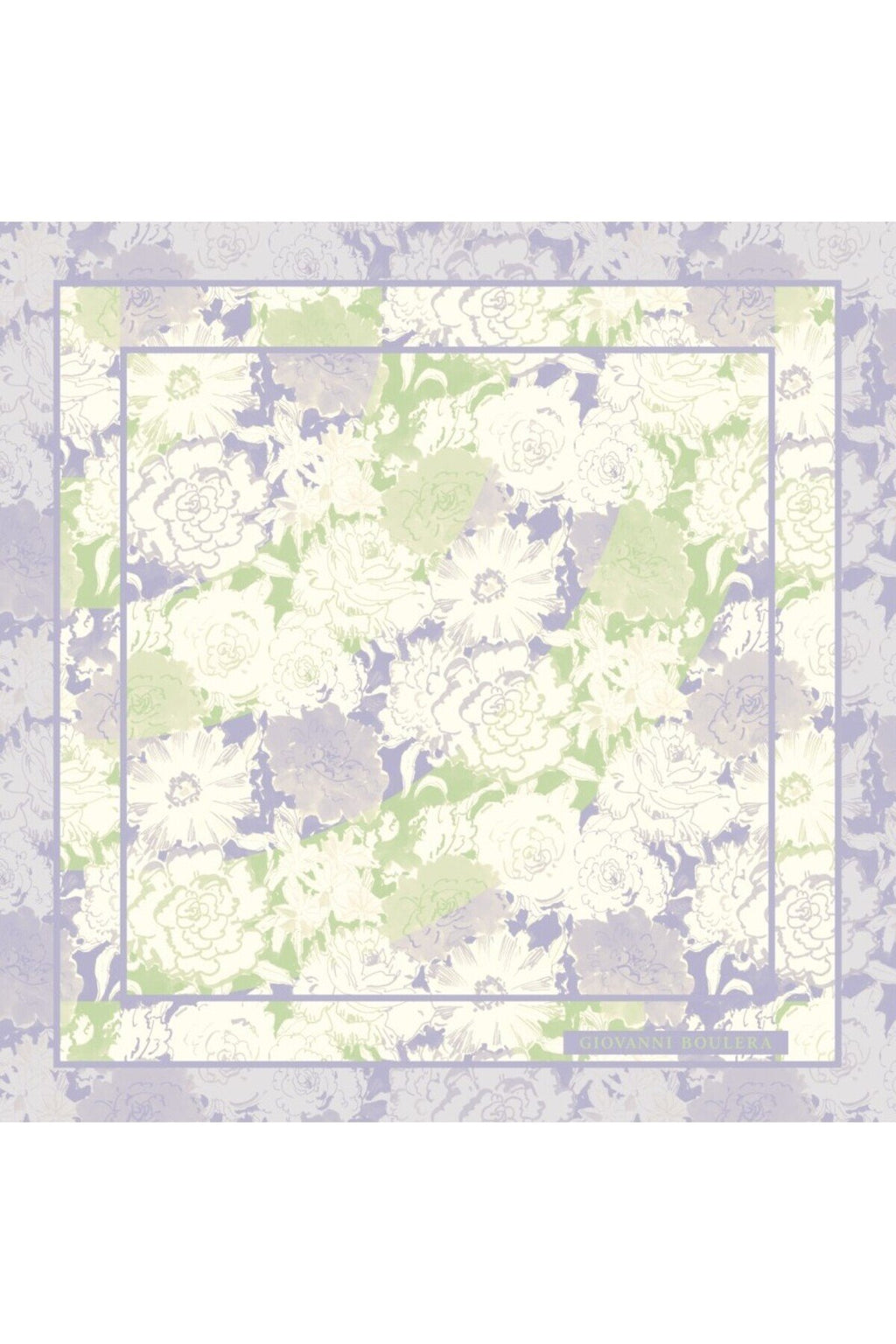 Lila Renkli Çiçek Desenli,Çift Taraf Baskı,Süper El Dikişi,16 mm Mulberry Twill İpek Şal,Eşarp