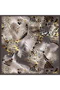 Elegant Leopard and Wave Pattern, Double-Sided Print, Super Hand Rolled Edges, 16mm 100% Mulberry Twill Silk Scarf