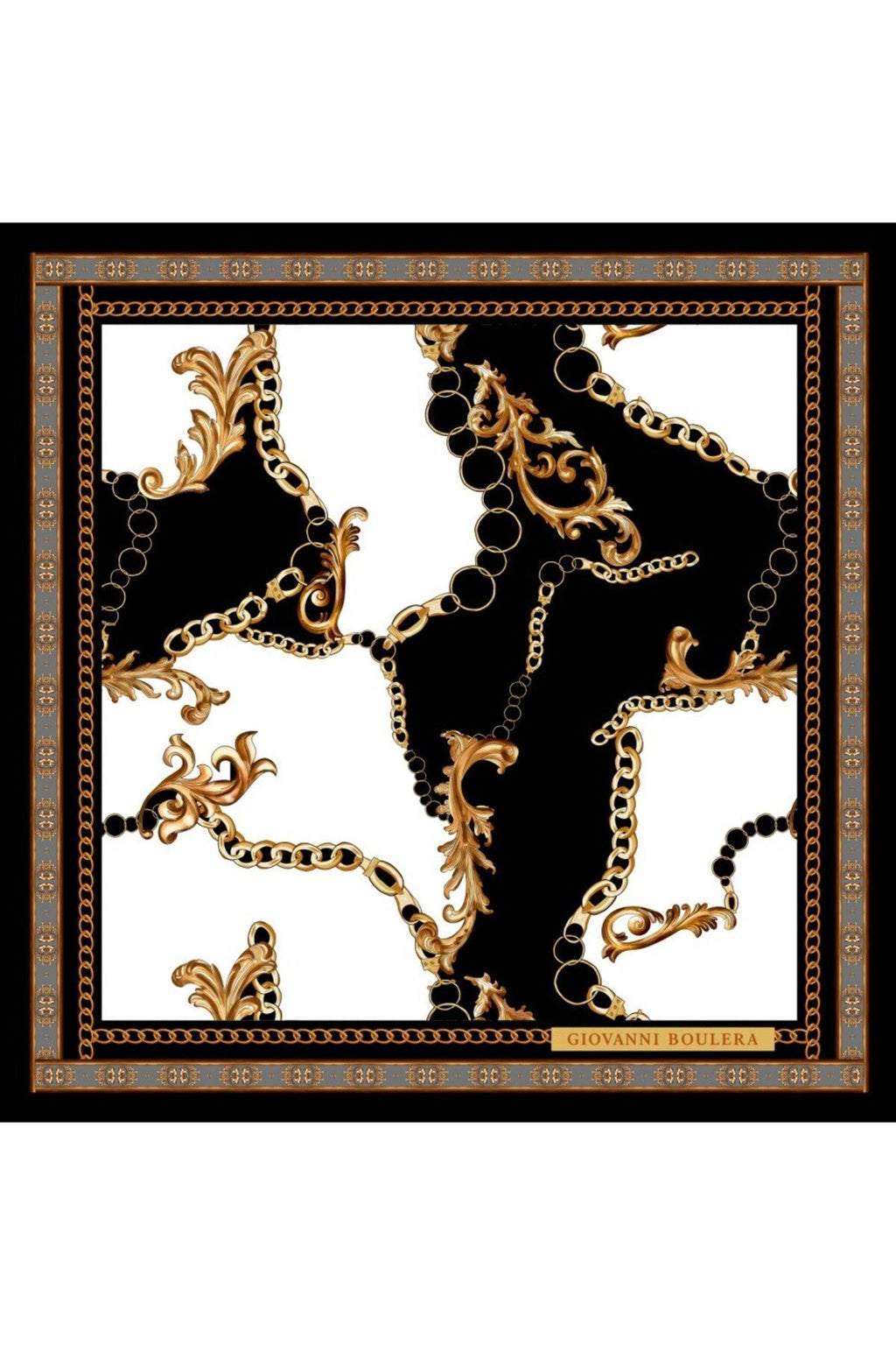 Baroque Chain Pattern Mulberry Twill Silk Scarf Shawl 4100265-F 65cmx65cm