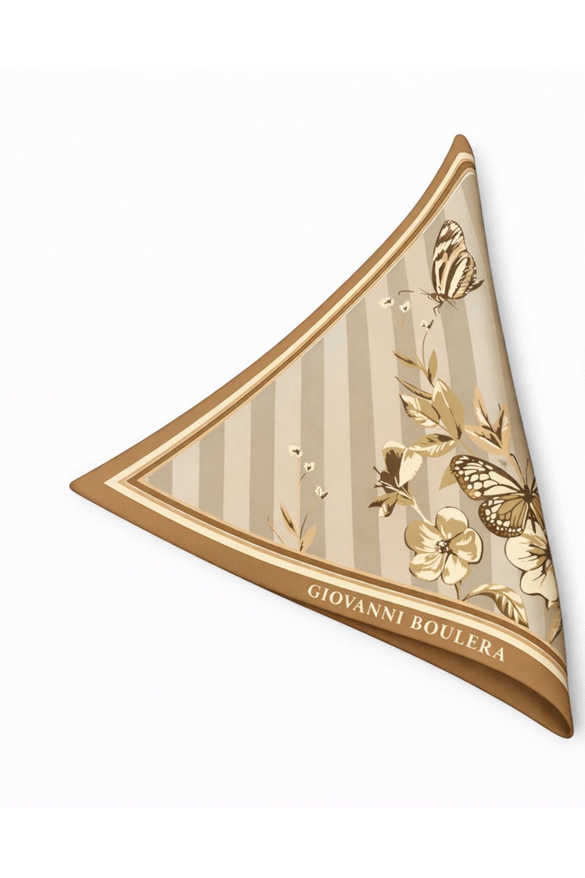 Butterfly and Floral Patterned, Double-Sided Print, Super Hand-Stitched, 16 mm 100% Mulberry Twill Silk Scarf